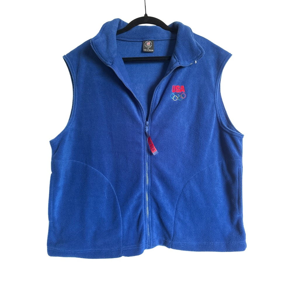 Vintage USA Olympics United States Committee Fleece Vest Blue XL